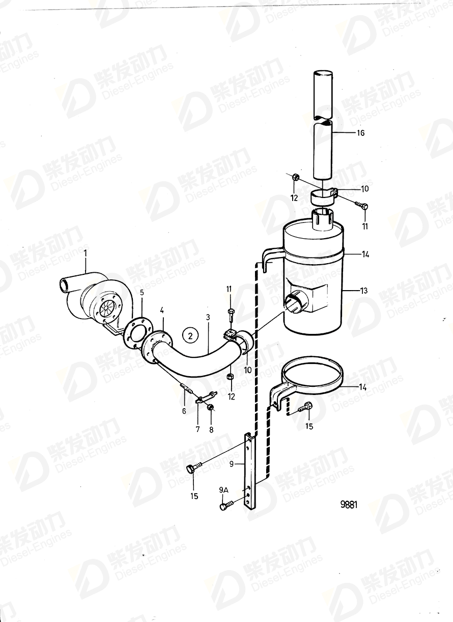 volvo penta Exhaust pipe 849189 Drawing